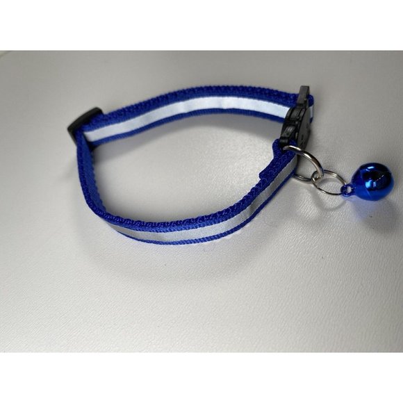 Blue Cat Breakaway Collar New With Jingle Bell And Reflective Strip - Picture 3 of 5